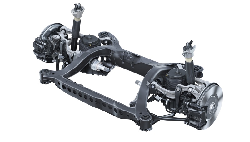 Audi A6 rear suspension with adaptive air suspension