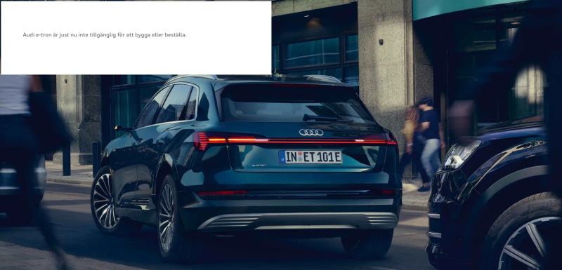 Screenshot from Audi Sweden saying they are no longer taking orders on e-tron