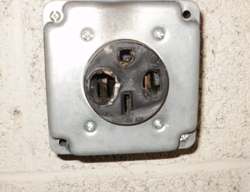 Burned nema 14-50 outlet used for Audi e-tron