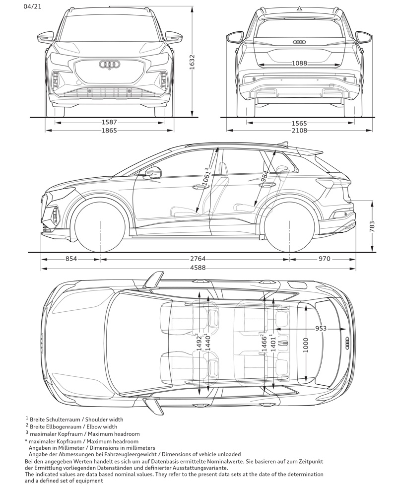 Audi Q4 e-tron Dimensjoner