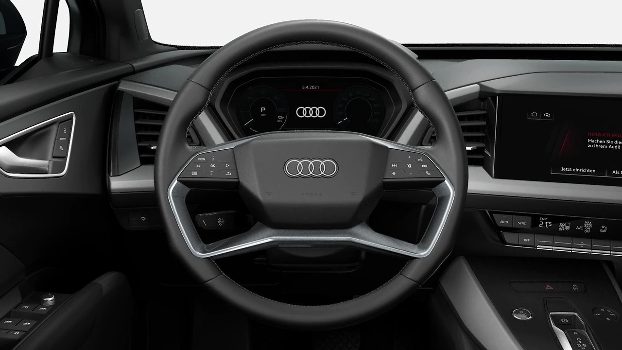 Double-spoke leather steering wheel