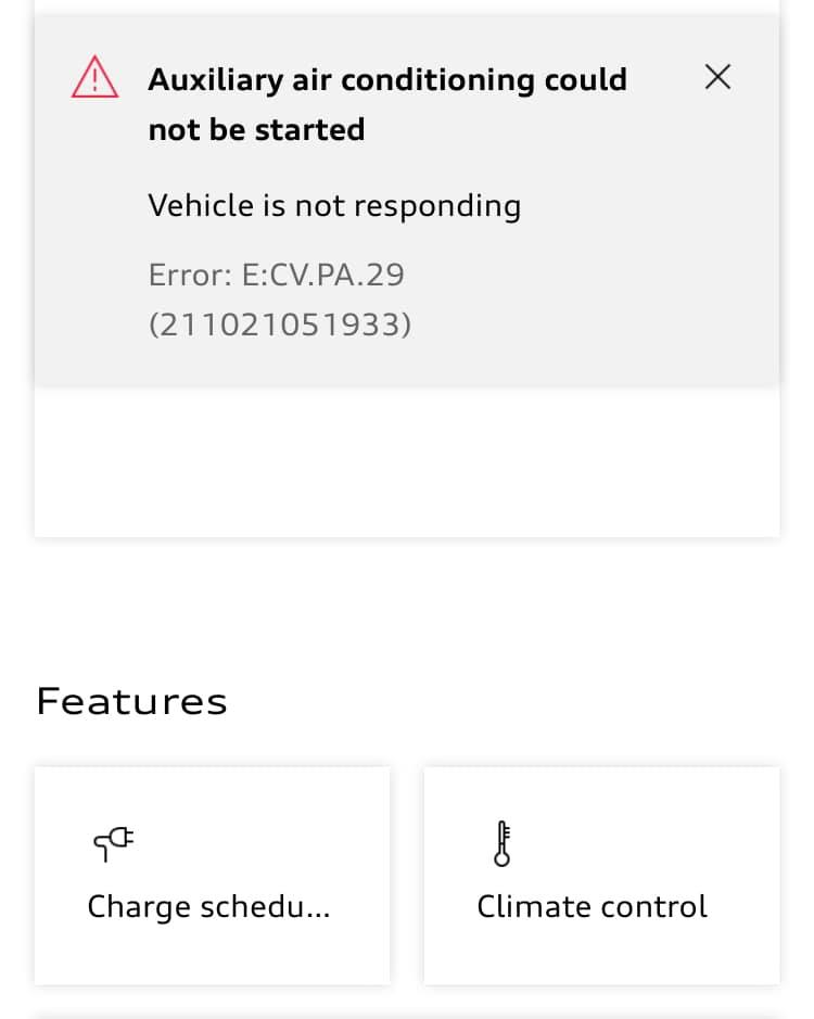 Why I am not able to control my Audi Q4 etron through myAudi app