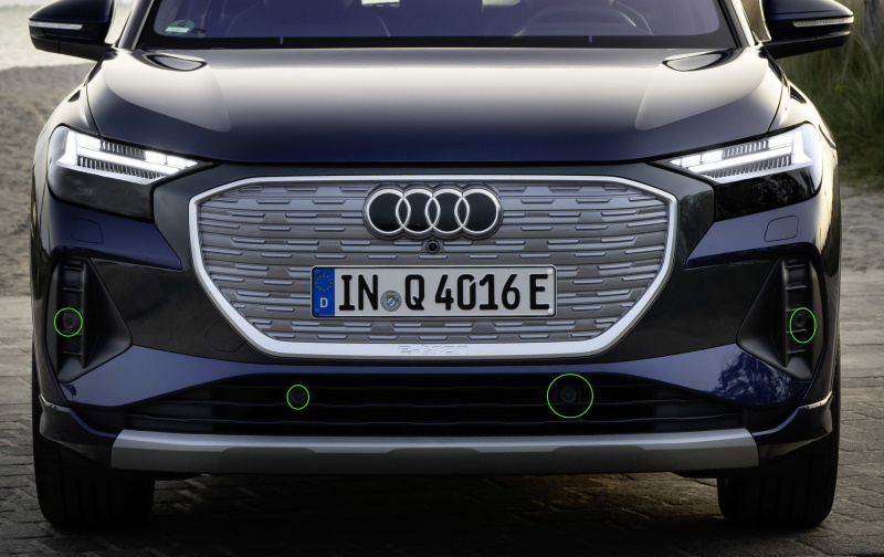 Location of front parking sensors on Audi Q4 e-tron