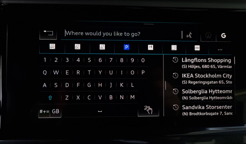 Step 1: Input for search can be done with keyboard when car is stationary