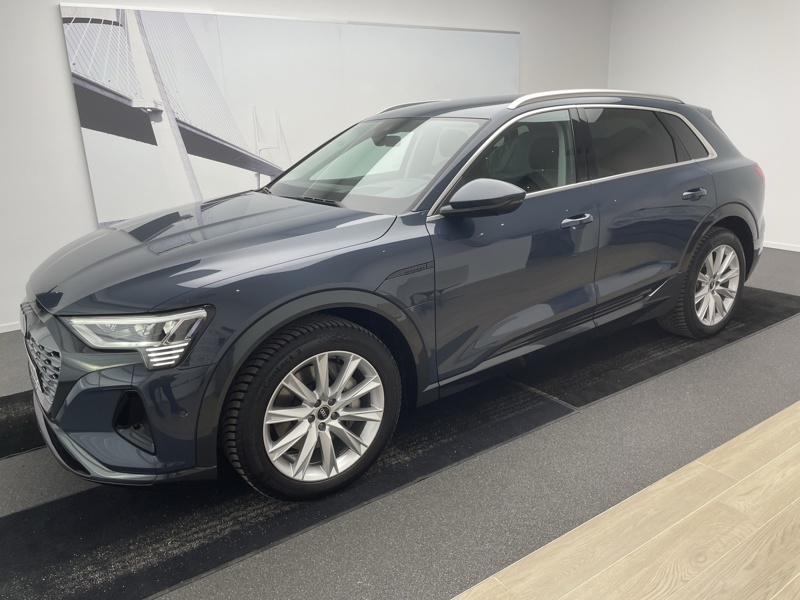 Audi Q8 e-tron in Plasma Blue with contrast color and standard optics