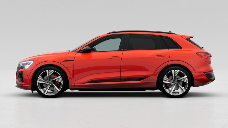 Audi Q8 e-tron S-line in Soneira red with black optics