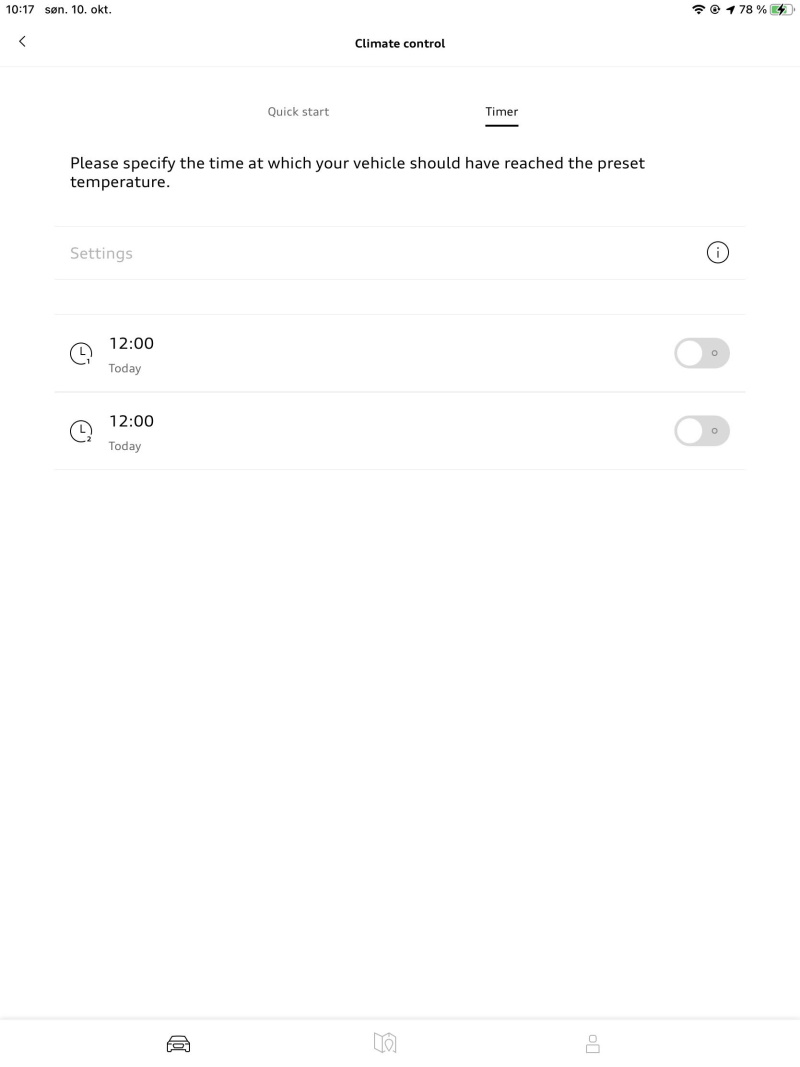Du kan også stille inn en timer på klima