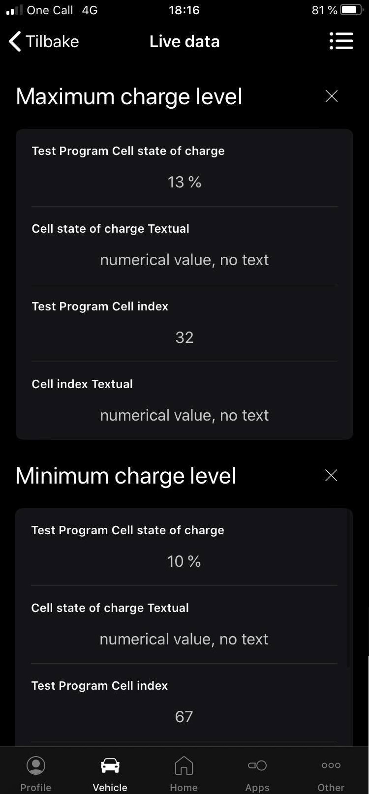 Cell info from OBDEleven